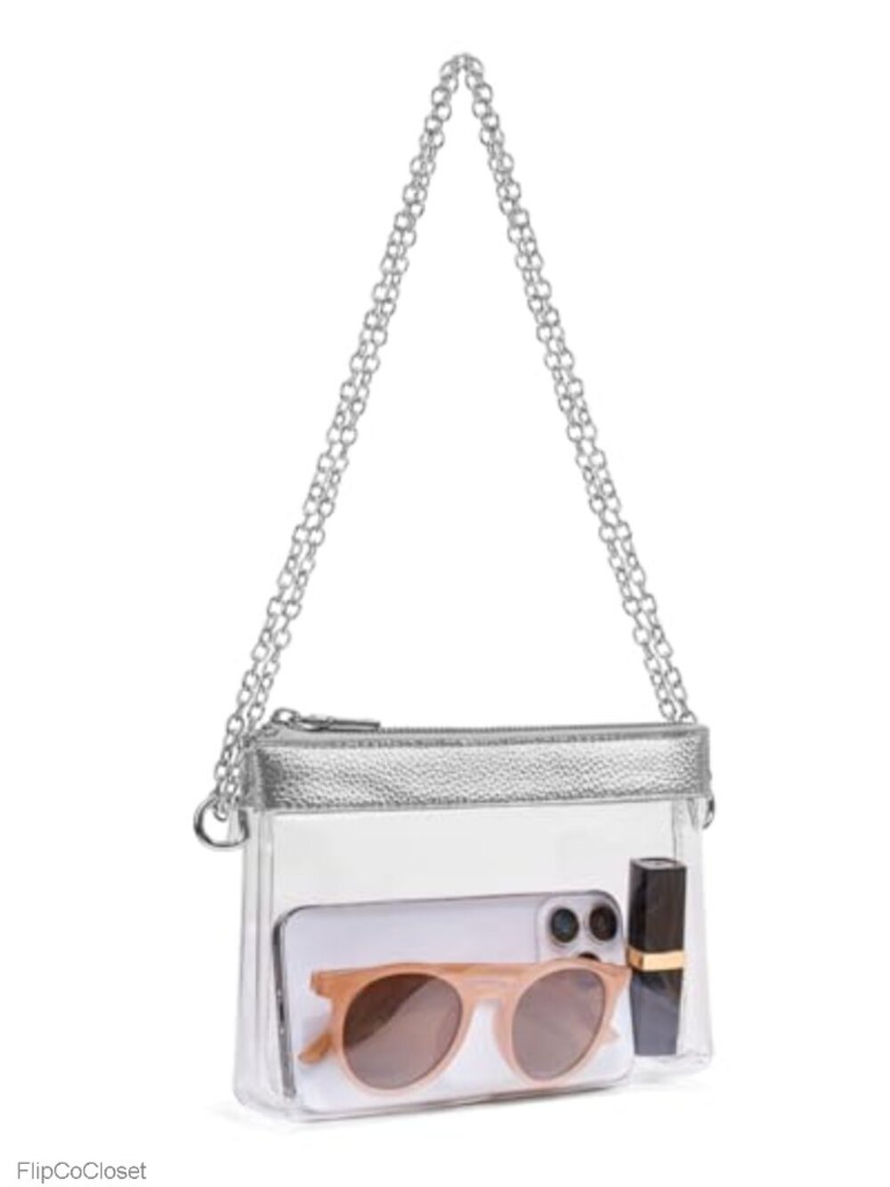 Clear Stadium Bag Crossbody Purse Waterproof PVC Vegan Leather Trim